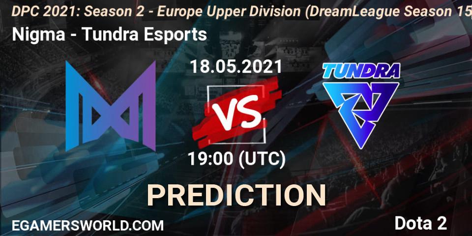 Nigma vs Tundra Esports: Match Prediction. 18.05.2021 at 19:47, Dota 2, DPC 2021: Season 2 - Europe Upper Division (DreamLeague Season 15)