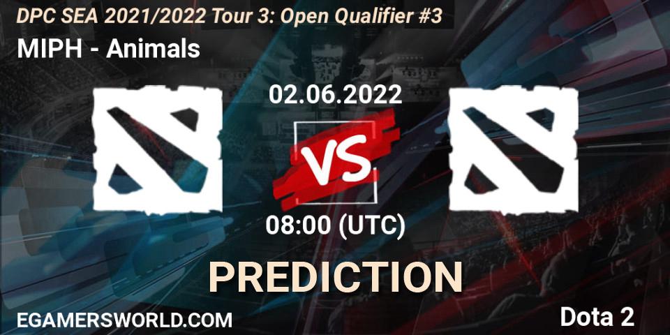 MIPH vs Animals: Match Prediction. 02.06.2022 at 08:00, Dota 2, DPC SEA 2021/2022 Tour 3: Open Qualifier #3