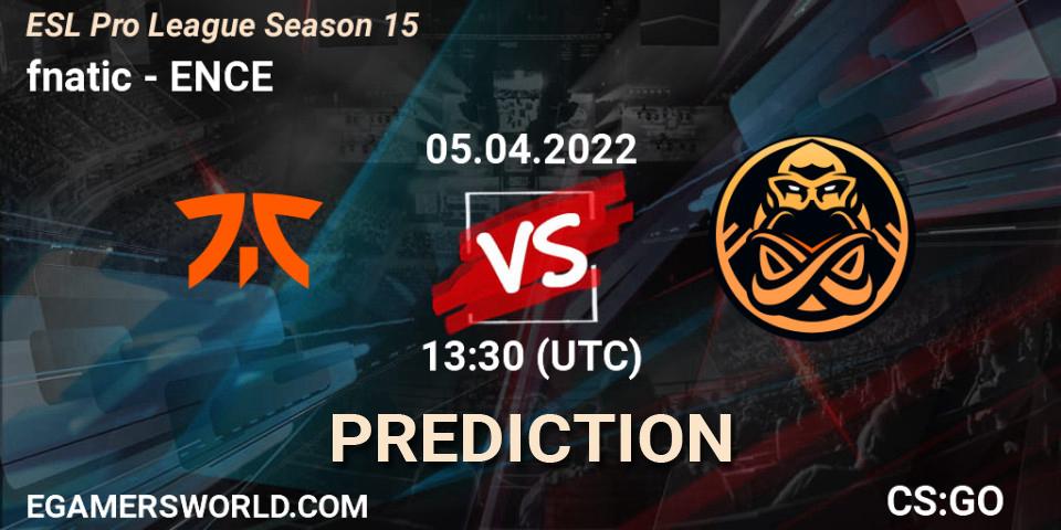 fnatic vs ENCE: Match Prediction. 05.04.2022 at 13:30, Counter-Strike (CS2), ESL Pro League Season 15