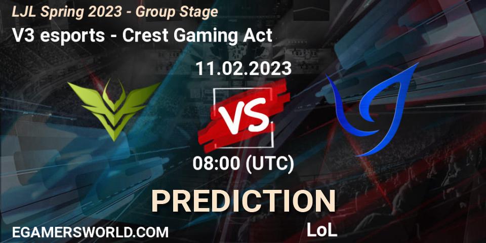 V3 esports vs Crest Gaming Act: Match Prediction. 11.02.23, LoL, LJL Spring 2023 - Group Stage