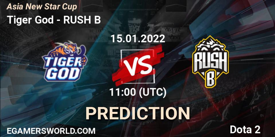 Tiger God vs RUSH B: Match Prediction. 15.01.2022 at 11:34, Dota 2, Asia New Star Cup Season 2