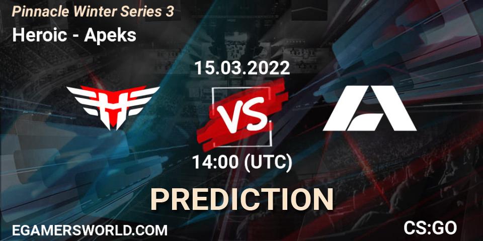 Heroic vs Apeks: Match Prediction. 15.03.2022 at 14:00, Counter-Strike (CS2), Pinnacle Winter Series 3