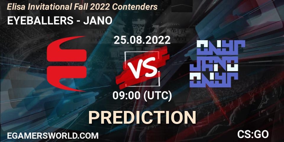 EYEBALLERS vs JANO: Match Prediction. 25.08.2022 at 09:00, Counter-Strike (CS2), Elisa Invitational Fall 2022 Contenders