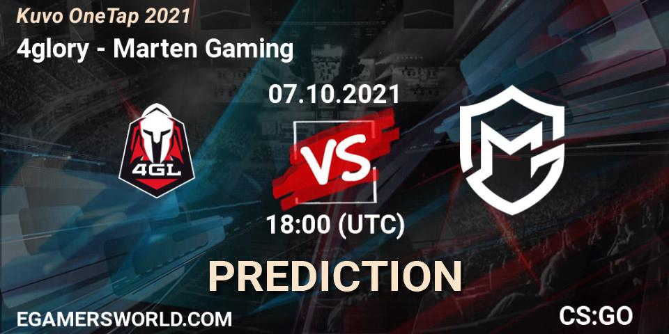 4glory vs Marten Gaming: Match Prediction. 07.10.2021 at 18:30, Counter-Strike (CS2), Kuvo OneTap 2021