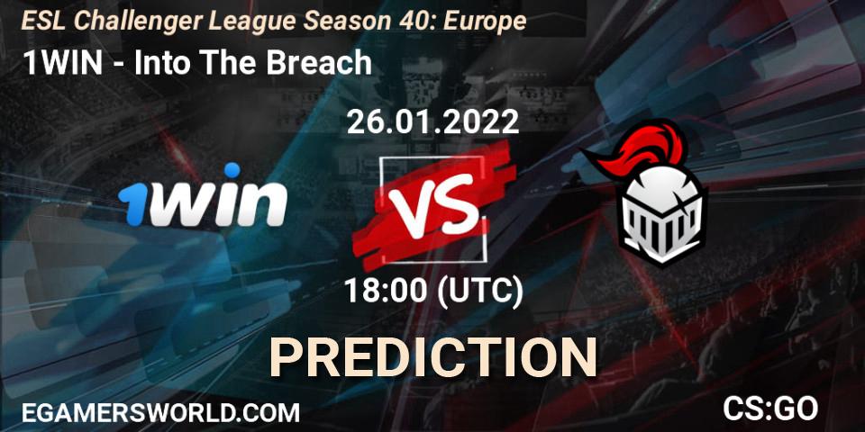 1WIN vs Into The Breach: Match Prediction. 26.01.2022 at 18:00, Counter-Strike (CS2), ESL Challenger League Season 40: Europe