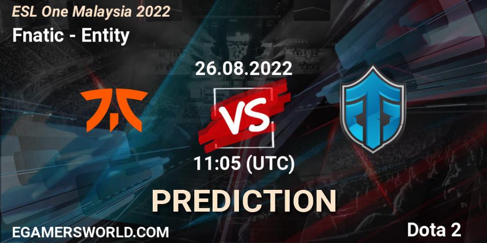Fnatic vs Entity: Match Prediction. 26.08.22, Dota 2, ESL One Malaysia 2022