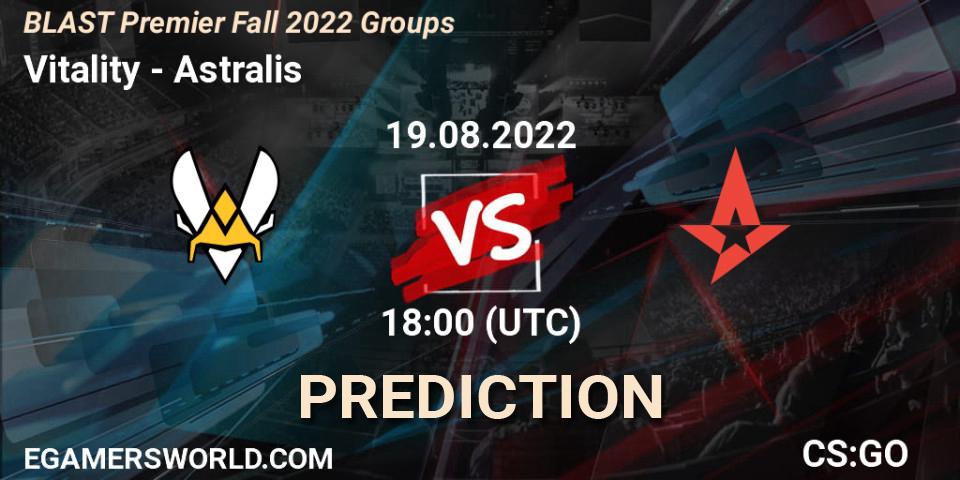 Vitality vs Astralis: Match Prediction. 19.08.2022 at 18:50, Counter-Strike (CS2), BLAST Premier Fall 2022 Groups