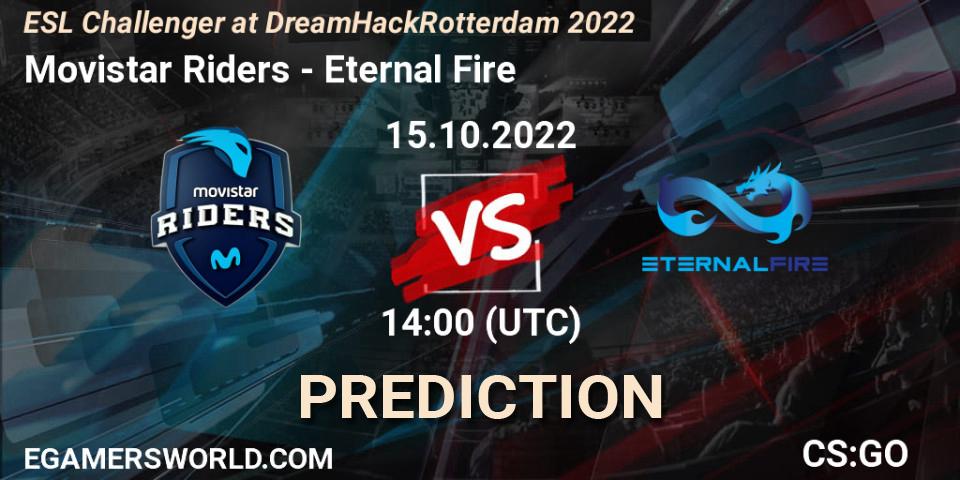 Movistar Riders vs Eternal Fire: Match Prediction. 15.10.2022 at 14:00, Counter-Strike (CS2), ESL Challenger at DreamHack Rotterdam 2022