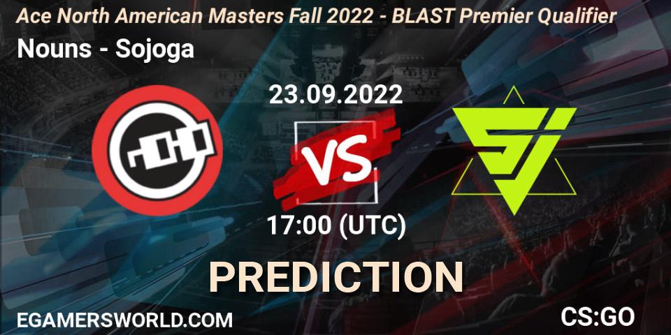 Nouns vs Sojoga: Match Prediction. 23.09.2022 at 17:00, Counter-Strike (CS2), FiReLEAGUE 2022: North America - BLAST Premier Qualifier