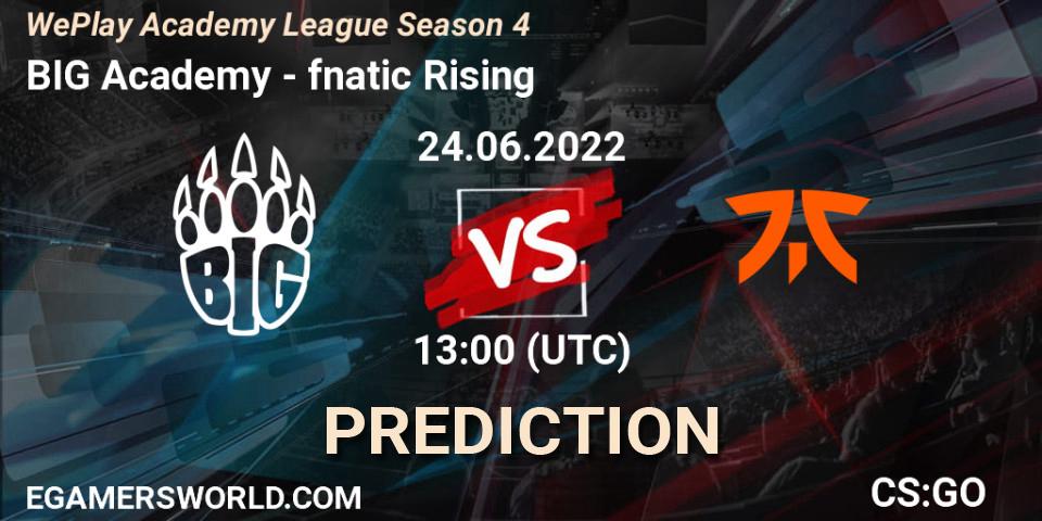 BIG Academy vs fnatic Rising: Match Prediction. 24.06.2022 at 13:10, Counter-Strike (CS2), WePlay Academy League Season 4