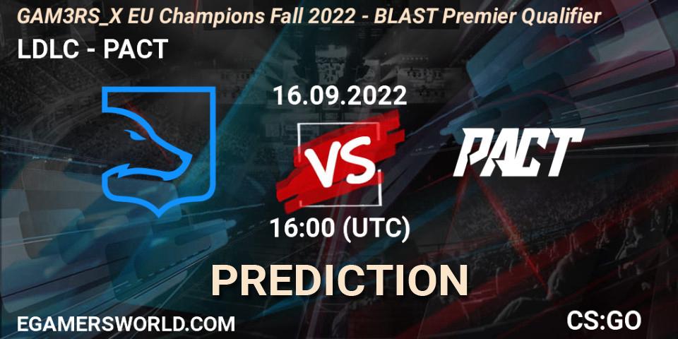 LDLC vs PACT: Match Prediction. 16.09.2022 at 16:10, Counter-Strike (CS2), GAM3RS_X EU Champions: Fall 2022
