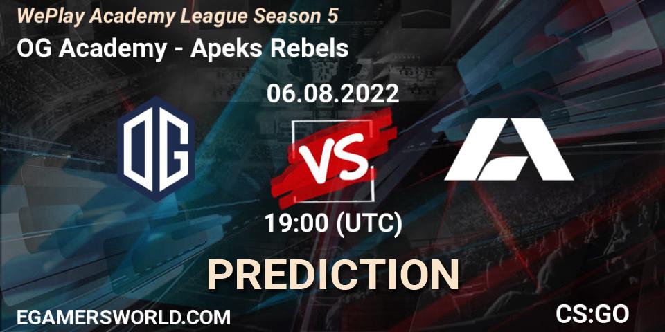 OG Academy vs Apeks Rebels: Match Prediction. 06.08.2022 at 16:25, Counter-Strike (CS2), WePlay Academy League Season 5