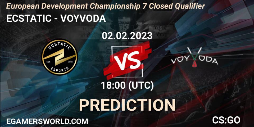 ECSTATIC vs VOYVODA: Match Prediction. 02.02.23, CS2 (CS:GO), European Development Championship 7 Closed Qualifier