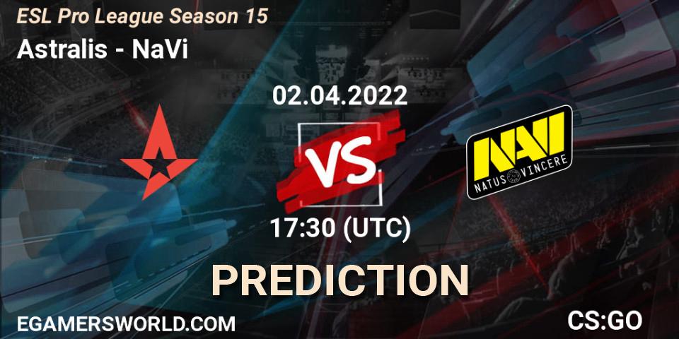 Astralis vs NaVi: Match Prediction. 02.04.22, CS2 (CS:GO), ESL Pro League Season 15