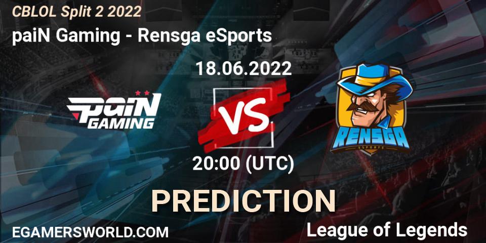paiN Gaming vs Rensga eSports: Match Prediction. 18.06.22, LoL, CBLOL Split 2 2022