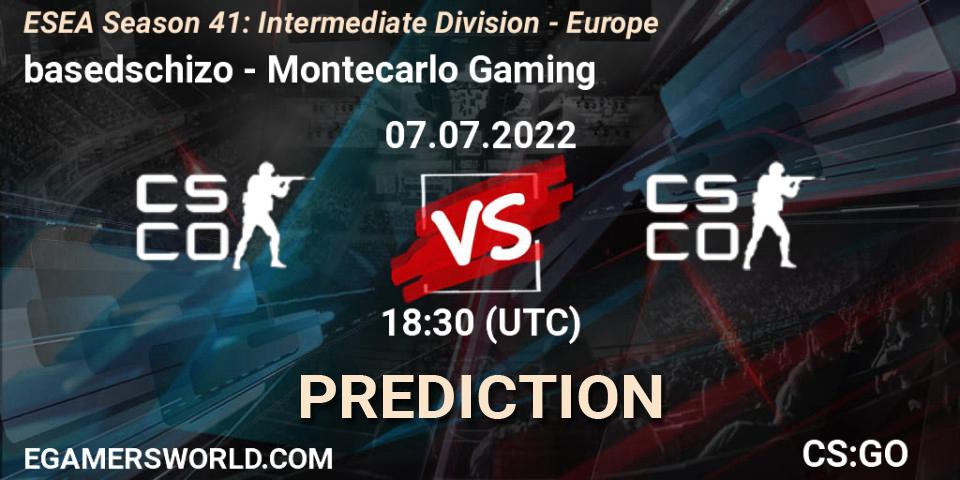basedschizo vs Montecarlo Gaming: Match Prediction. 07.07.2022 at 18:30, Counter-Strike (CS2), ESEA Season 41: Intermediate Division - Europe