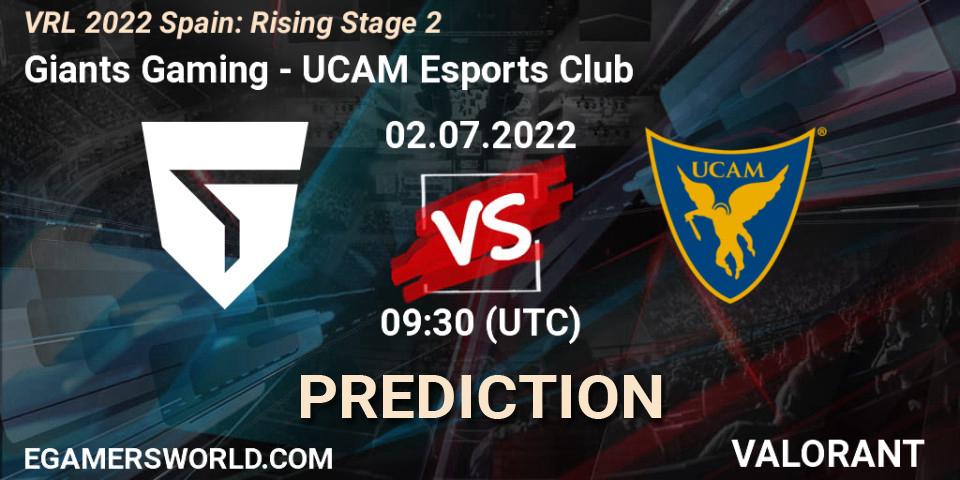 Giants Gaming vs UCAM Esports Club: Match Prediction. 02.07.2022 at 09:30, VALORANT, VRL 2022 Spain: Rising Stage 2