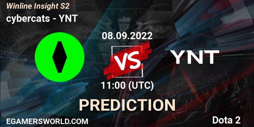 cybercats vs YNT: Match Prediction. 08.09.2022 at 11:02, Dota 2, Winline Insight S2