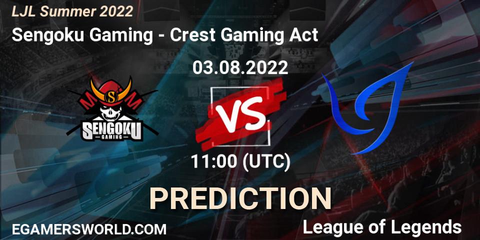 Sengoku Gaming vs Crest Gaming Act: Match Prediction. 03.08.22, LoL, LJL Summer 2022