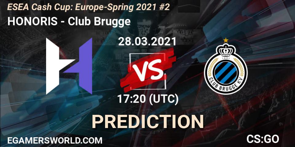 HONORIS vs Club Brugge: Match Prediction. 28.03.2021 at 17:35, Counter-Strike (CS2), ESEA Cash Cup: Europe - Spring 2021 #2