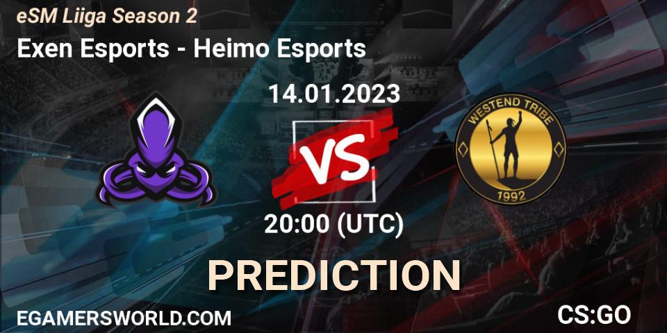 Exen Esports vs Heimo Esports: Match Prediction. 14.01.2023 at 16:00, Counter-Strike (CS2), eSM League Season 2