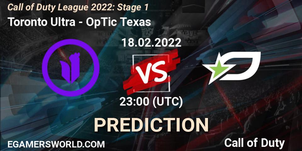 Toronto Ultra vs OpTic Texas: Match Prediction. 18.02.2022 at 23:00, Call of Duty, Call of Duty League 2022: Stage 1