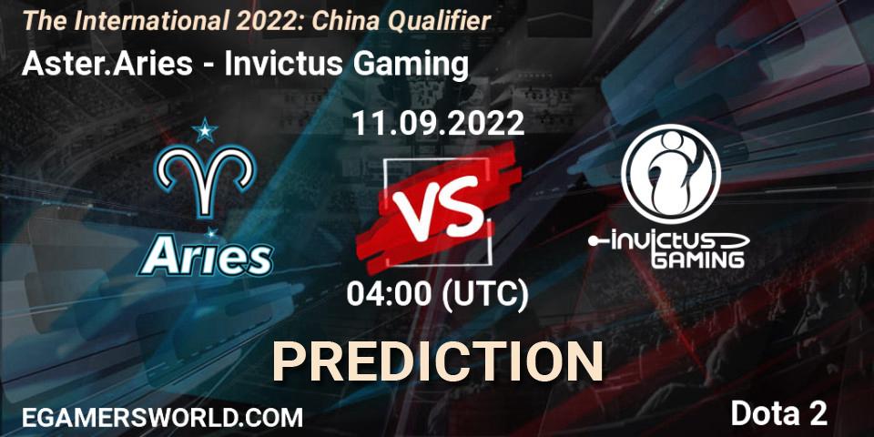 Aster.Aries vs Invictus Gaming: Match Prediction. 11.09.22, Dota 2, The International 2022: China Qualifier