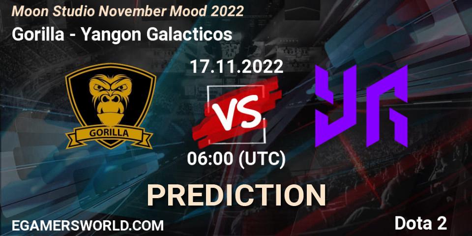 Gorilla vs Yangon Galacticos: Match Prediction. 17.11.2022 at 05:59, Dota 2, Moon Studio November Mood 2022