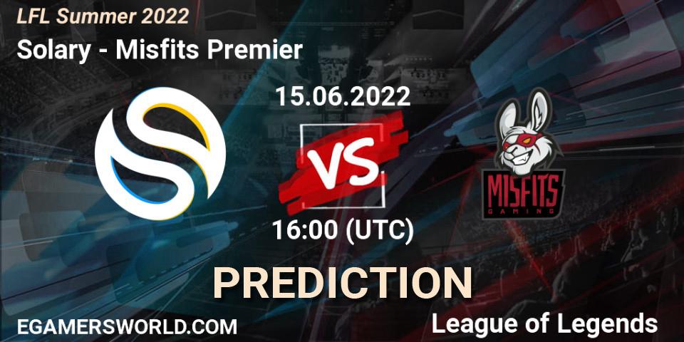 Solary vs Misfits Premier: Match Prediction. 15.06.2022 at 17:00, LoL, LFL Summer 2022