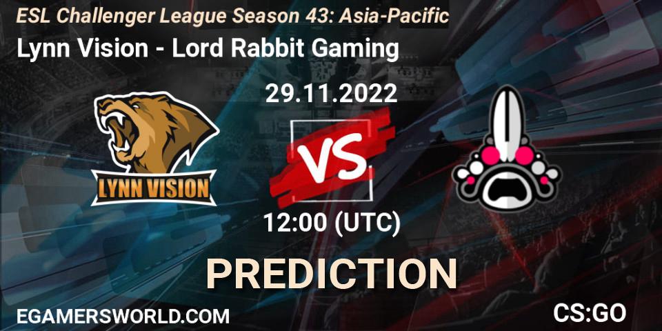 Lynn Vision vs Lord Rabbit: Match Prediction. 29.11.2022 at 12:00, Counter-Strike (CS2), ESL Challenger League Season 43: Asia-Pacific