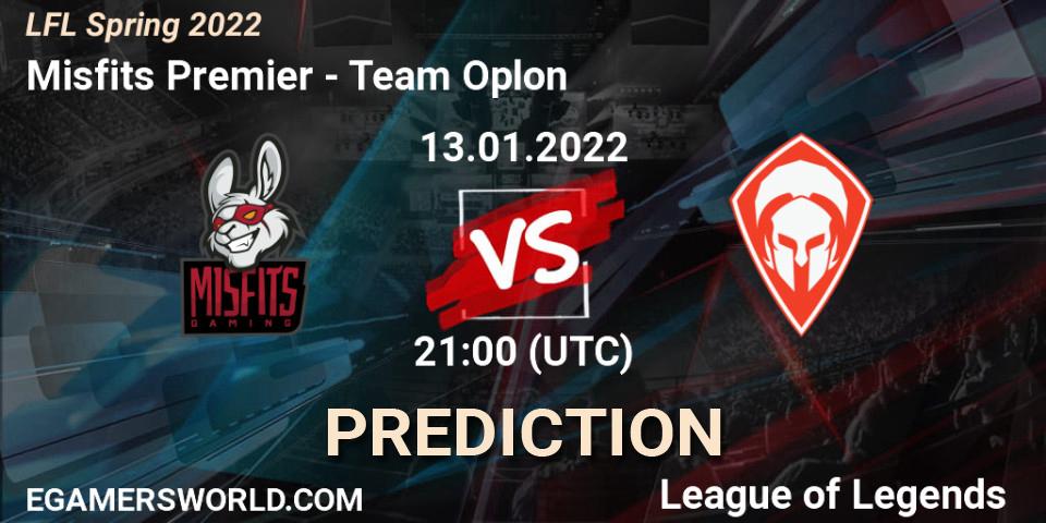 Misfits Premier vs Team Oplon: Match Prediction. 13.01.2022 at 21:00, LoL, LFL Spring 2022