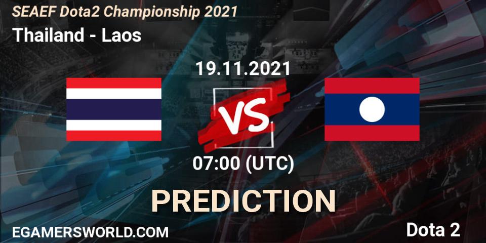 Thailand vs Laos: Match Prediction. 19.11.2021 at 07:01, Dota 2, SEAEF Dota2 Championship 2021