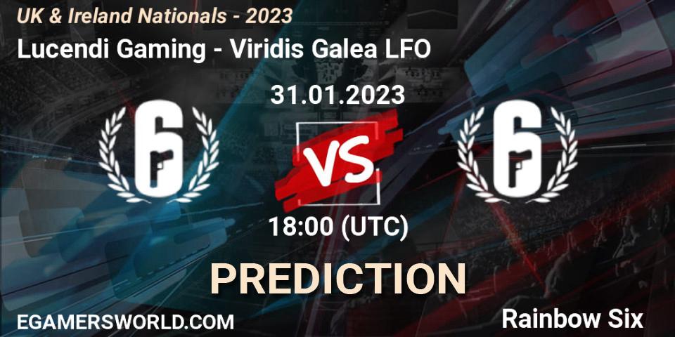 Lucendi Gaming vs Viridis Galea LFO: Match Prediction. 31.01.2023 at 18:00, Rainbow Six, UK & Ireland Nationals - 2023