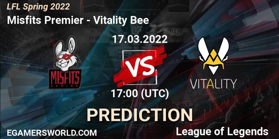 Misfits Premier vs Vitality Bee: Match Prediction. 17.03.2022 at 17:00, LoL, LFL Spring 2022