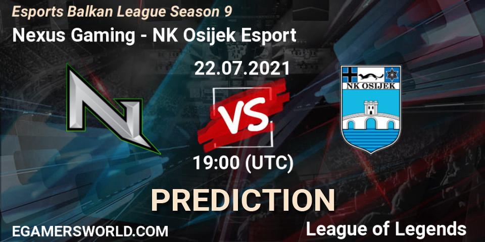 Nexus Gaming vs NK Osijek Esport: Match Prediction. 22.07.2021 at 19:00, LoL, Esports Balkan League Season 9