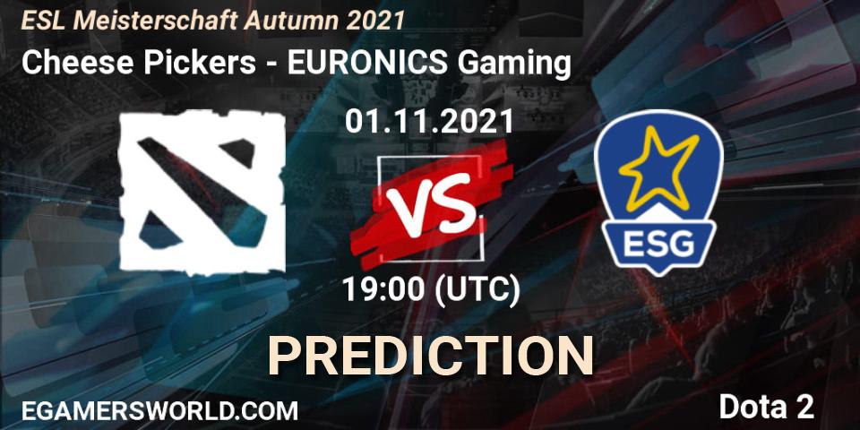 Cheese Pickers vs EURONICS Gaming: Match Prediction. 01.11.2021 at 20:00, Dota 2, ESL Meisterschaft Autumn 2021
