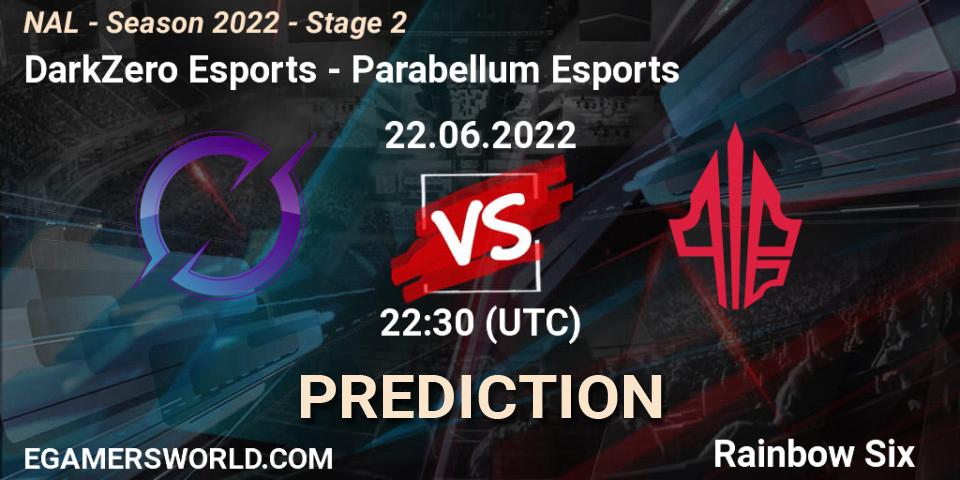 DarkZero Esports vs Parabellum Esports: Match Prediction. 22.06.2022 at 22:30, Rainbow Six, NAL - Season 2022 - Stage 2