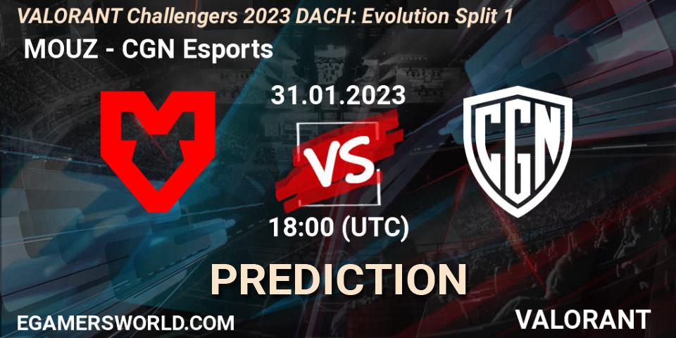  MOUZ vs CGN Esports: Match Prediction. 31.01.23, VALORANT, VALORANT Challengers 2023 DACH: Evolution Split 1