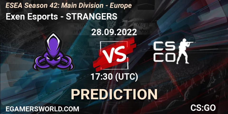 Exen Esports vs STRANGERS: Match Prediction. 28.09.2022 at 17:30, Counter-Strike (CS2), ESEA Season 42: Main Division - Europe