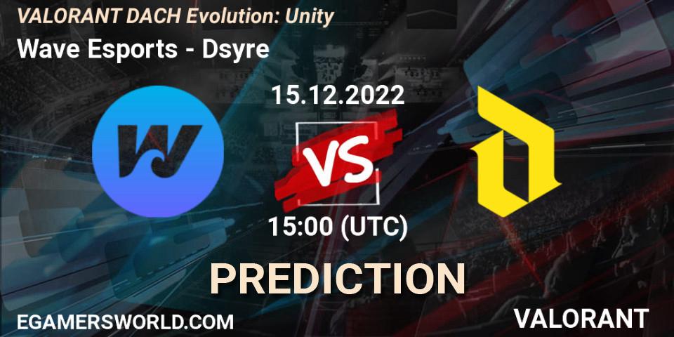 Wave Esports vs Dsyre: Match Prediction. 15.12.2022 at 16:45, VALORANT, VALORANT DACH Evolution: Unity