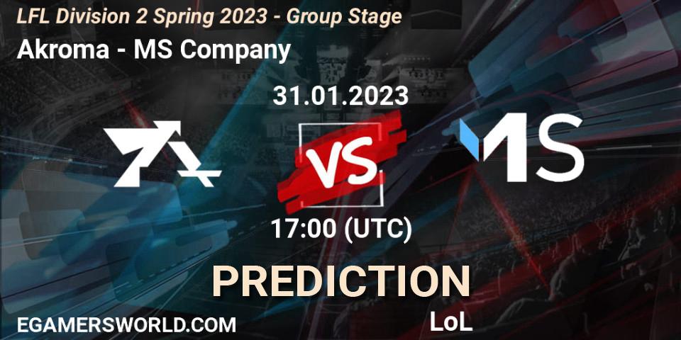 Akroma vs MS Company: Match Prediction. 31.01.23, LoL, LFL Division 2 Spring 2023 - Group Stage