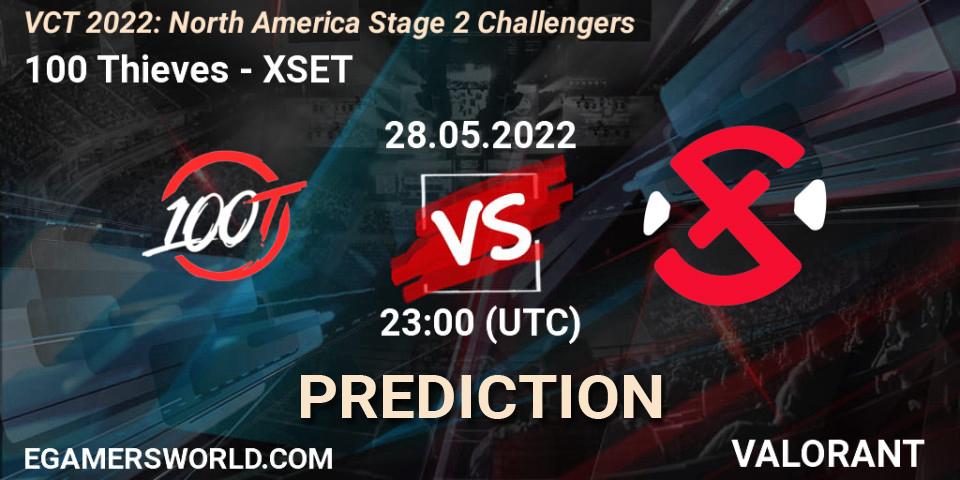 100 Thieves vs XSET: Match Prediction. 28.05.2022 at 22:20, VALORANT, VCT 2022: North America Stage 2 Challengers