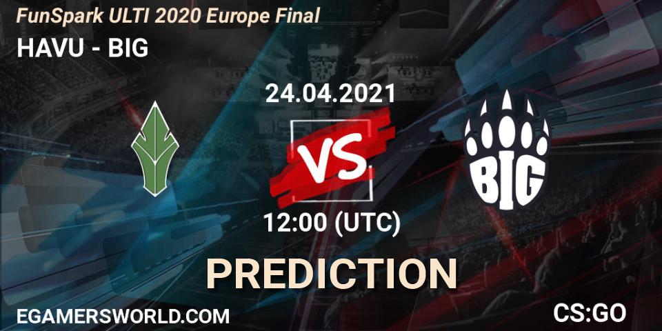 HAVU vs BIG: Match Prediction. 24.04.2021 at 12:00, Counter-Strike (CS2), Funspark ULTI 2020 Finals