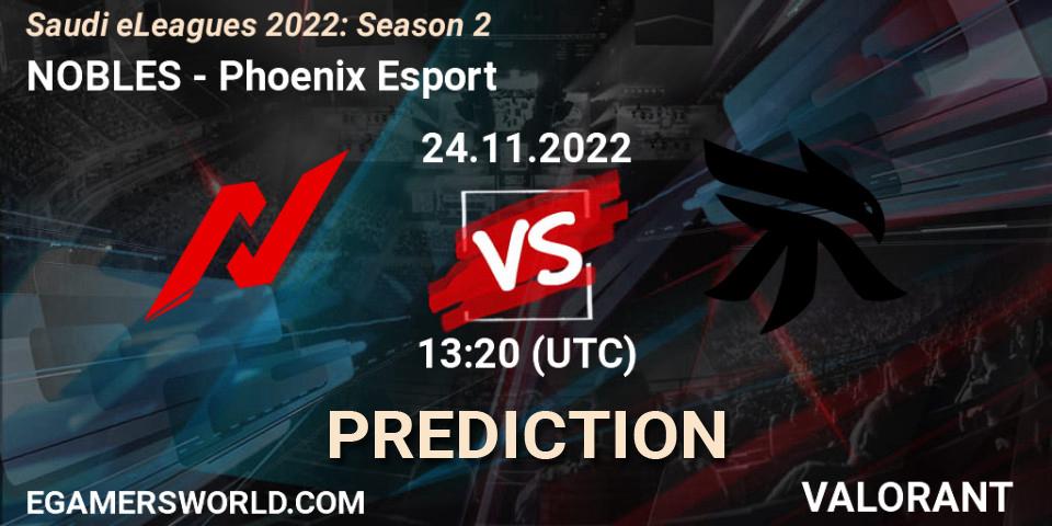 NOBLES vs Phoenix Esport: Match Prediction. 24.11.2022 at 13:20, VALORANT, Saudi eLeagues 2022: Season 2