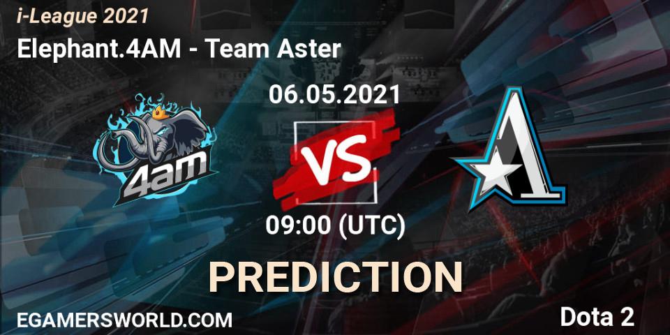 Elephant.4AM vs Team Aster: Match Prediction. 06.05.2021 at 09:10, Dota 2, i-League 2021 Season 1