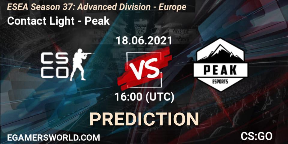 Contact Light vs Peak: Match Prediction. 18.06.2021 at 16:00, Counter-Strike (CS2), ESEA Season 37: Advanced Division - Europe