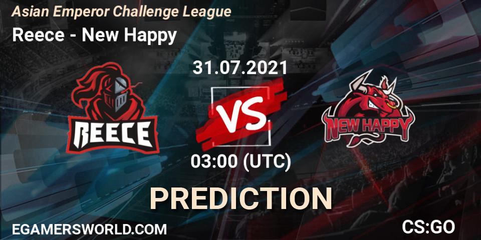 Reece vs New Happy: Match Prediction. 31.07.2021 at 06:00, Counter-Strike (CS2), Asian Emperor Challenge League