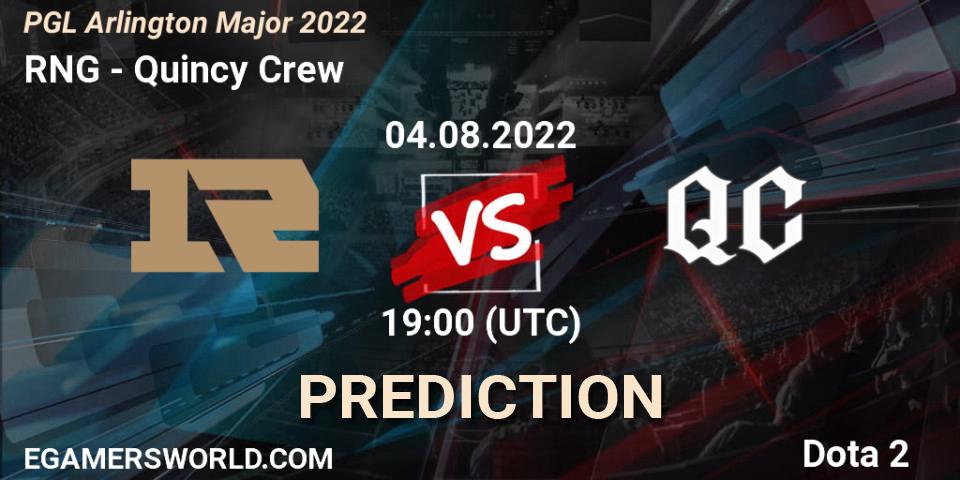 RNG vs Soniqs: Match Prediction. 04.08.2022 at 19:38, Dota 2, PGL Arlington Major 2022 - Group Stage