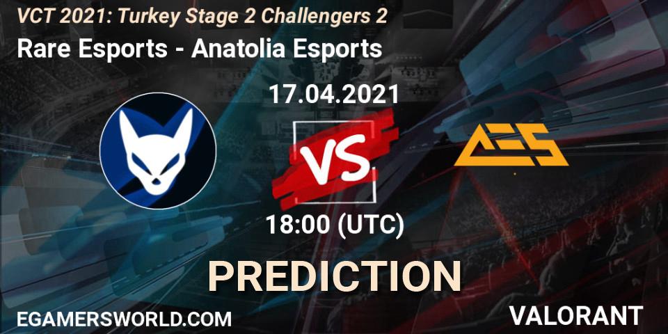 Rare Esports vs Anatolia Esports: Match Prediction. 17.04.2021 at 18:00, VALORANT, VCT 2021: Turkey Stage 2 Challengers 2