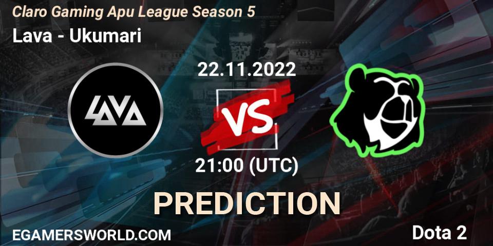 Lava vs Ukumari: Match Prediction. 22.11.2022 at 21:24, Dota 2, Claro Gaming Apu League Season 5